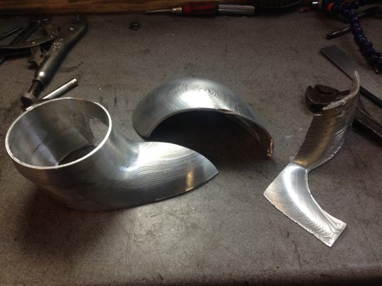 Jag inlet pipe machined parts ready for assembly